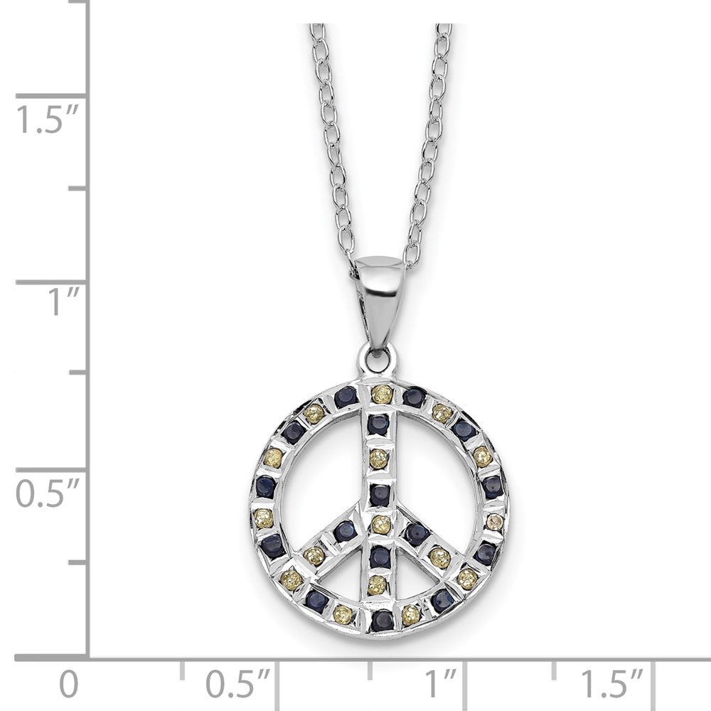 Sterlingsilber Platin-beschichtet Diamant Mystique Diamant Dust/akzente Blk/ Weiß Frieden Neck
