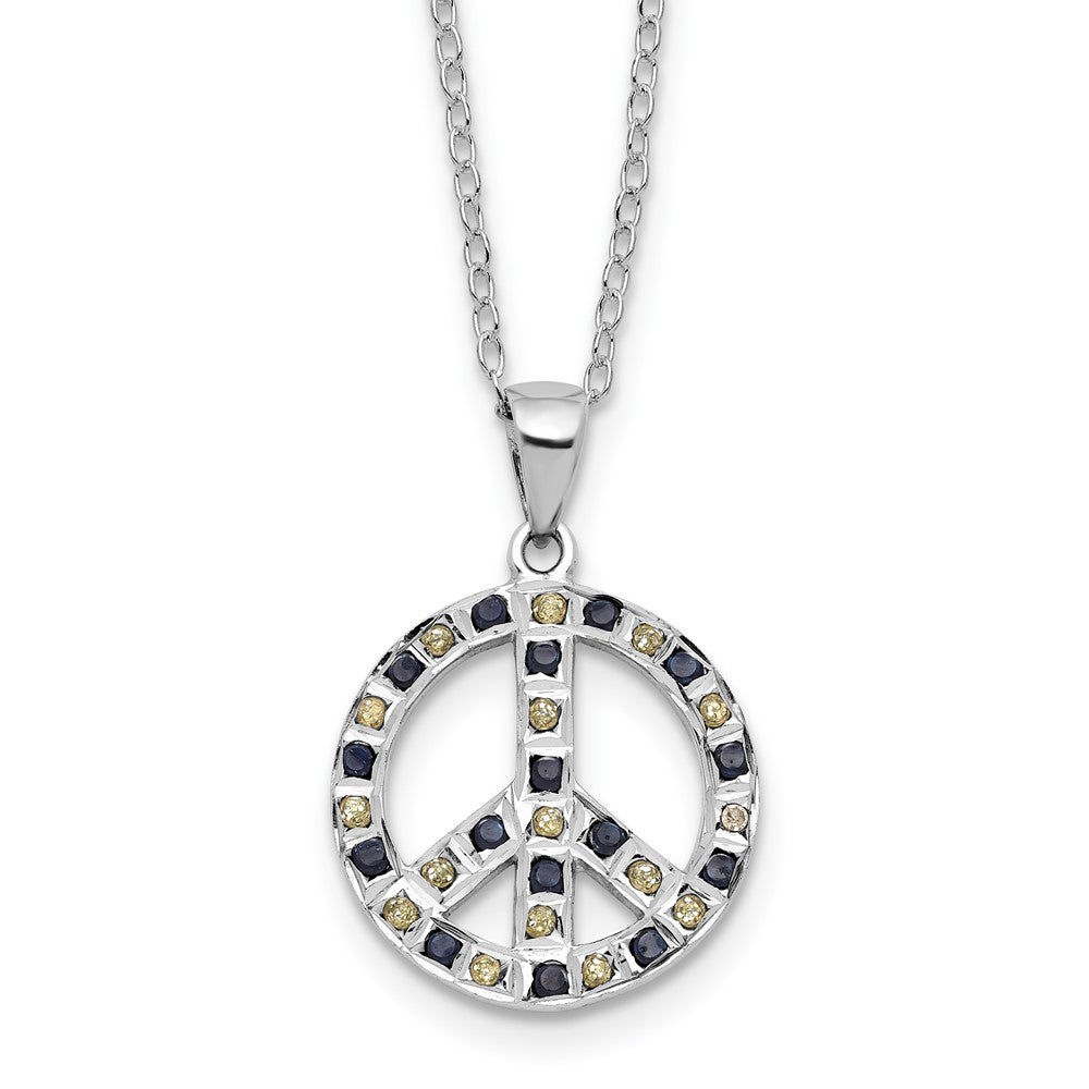 Sterlingsilber Platin-beschichtet Diamant Mystique Diamant Dust/akzente Blk/ Weiß Frieden Neck
