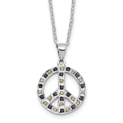 Sterlingsilber Platin-beschichtet Diamant Mystique Diamant Dust/akzente Blk/ Weiß Frieden Neck