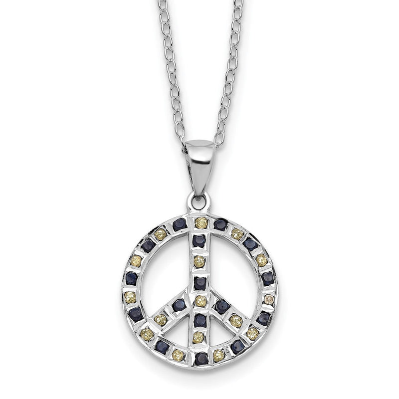 Sterlingsilber Platin-beschichtet Diamant Mystique Diamant Dust/akzente Blk/ Weiß Frieden Neck