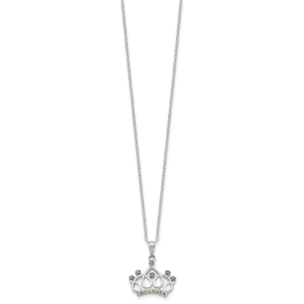 Sterlingsilber Platin-beschichtet Diamant Mystique Diamant Dust/akzente Krone Halskette