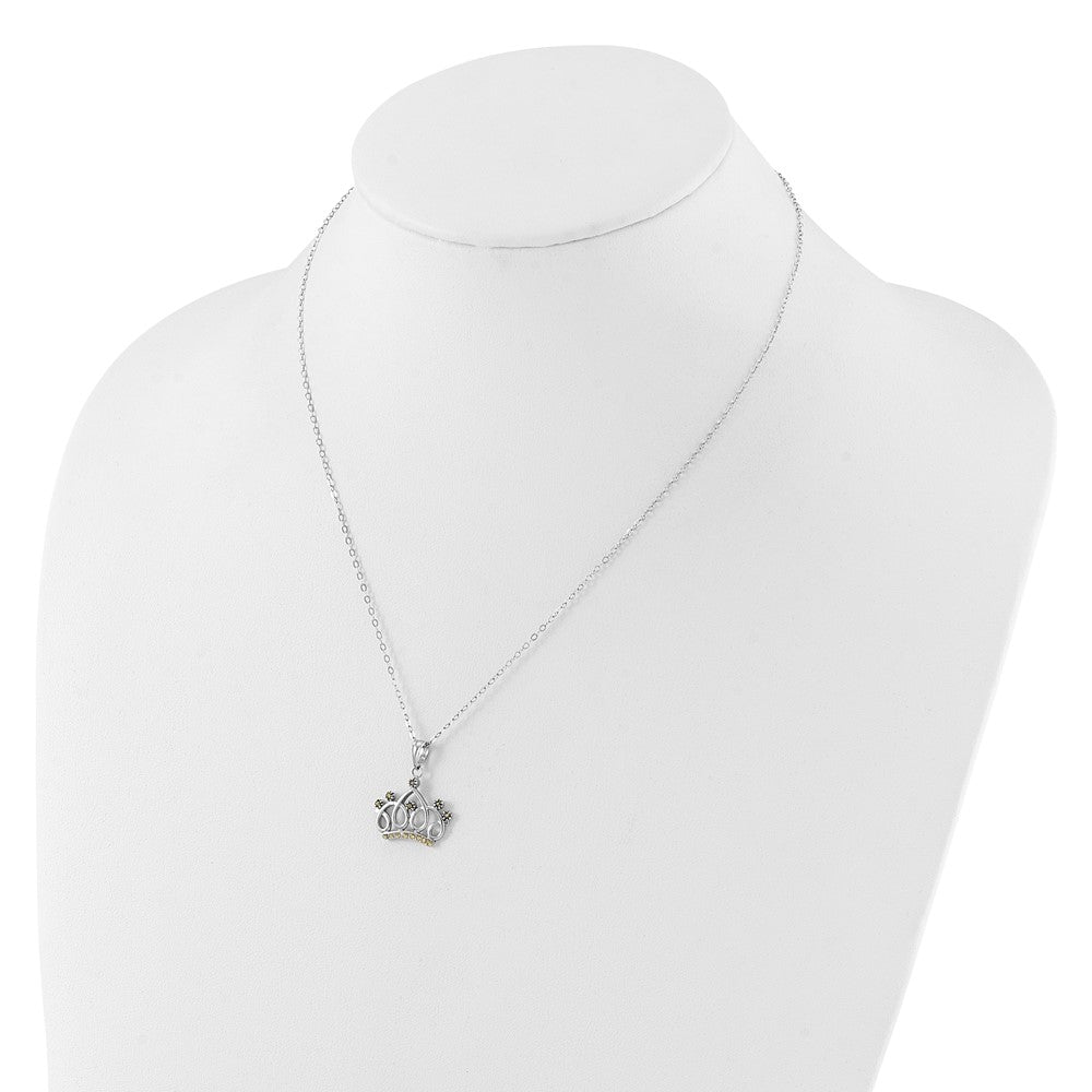 Sterlingsilber Platin-beschichtet Diamant Mystique Diamant Dust/akzente Krone Halskette