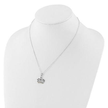 Sterlingsilber Platin-beschichtet Diamant Mystique Diamant Dust/akzente Krone Halskette