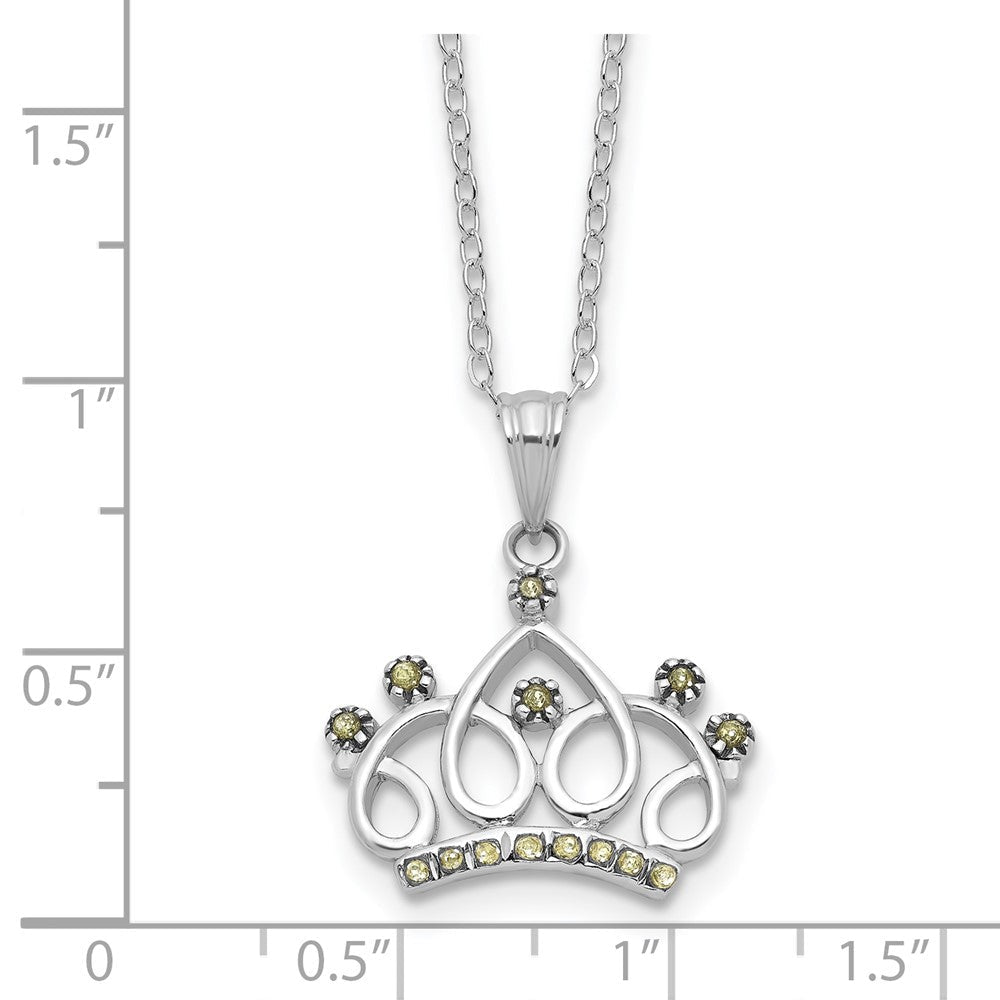 Sterlingsilber Platin-beschichtet Diamant Mystique Diamant Dust/akzente Krone Halskette