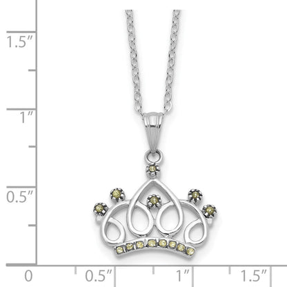 Sterlingsilber Platin-beschichtet Diamant Mystique Diamant Dust/akzente Krone Halskette