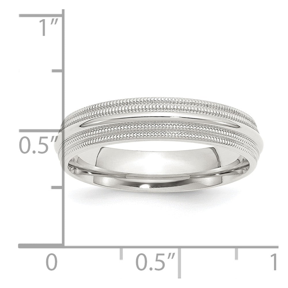 Sterlingsilber 5mm Komfort-Passform Doppelt Milgrain Größe 9 Ring