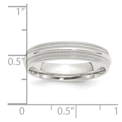 Sterlingsilber 5mm Komfort-Passform Doppelt Milgrain Größe 9 Ring