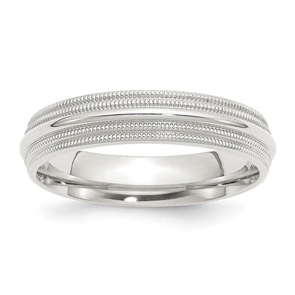 Sterlingsilber 5mm Komfort-Passform Doppelt Milgrain Größe 9 Ring