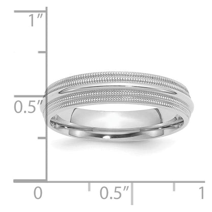 Sterlingsilber Rhodiniert 5mm Komfort-Passform Doppelt Milgrain Ring
