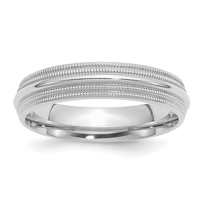 Sterlingsilber Rhodiniert 5mm Komfort-Passform Doppelt Milgrain Ring