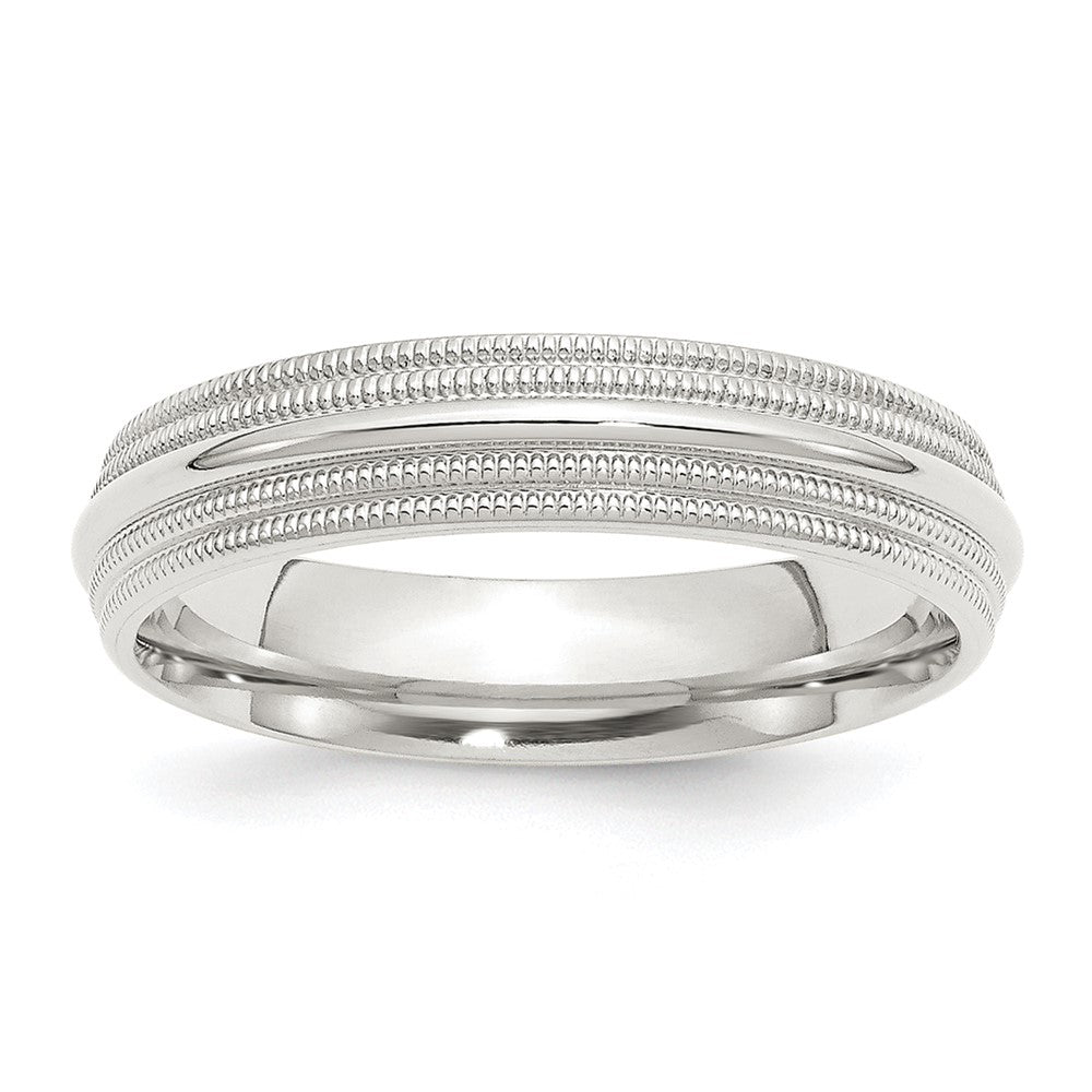 Sterlingsilber 5mm Komfort-Passform Doppelt Milgrain Größe 7 Ring