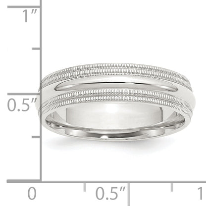 Sterlingsilber Rhodium 6mm Komfort-Passform Doppelt Milgrain Größe 10.5 Ring