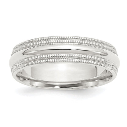 Sterlingsilber 6mm Komfort-Passform Doppelt Milgrain Größe 8.5 Ring