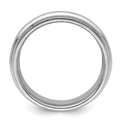 Sterlingsilber Rhodium 6mm Komfort-Passform Doppelt Milgrain Größe 14 Ring