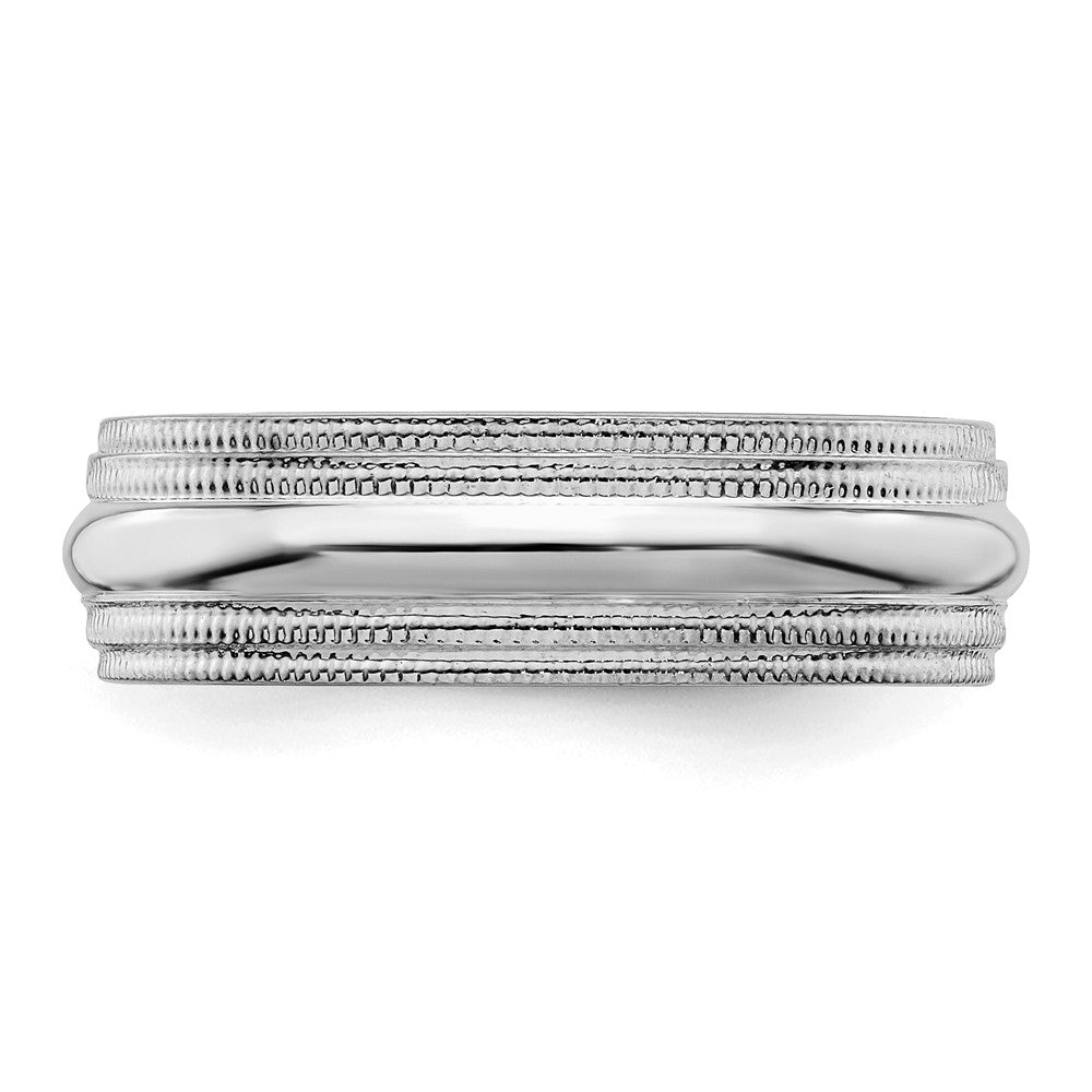 Sterlingsilber Rhodium 6mm Komfort-Passform Doppelt Milgrain Größe 6 Ring