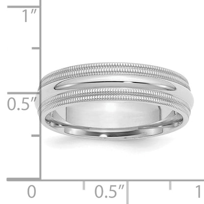 Sterlingsilber Rhodium 6mm Komfort-Passform Doppelt Milgrain Größe 10.5 Ring