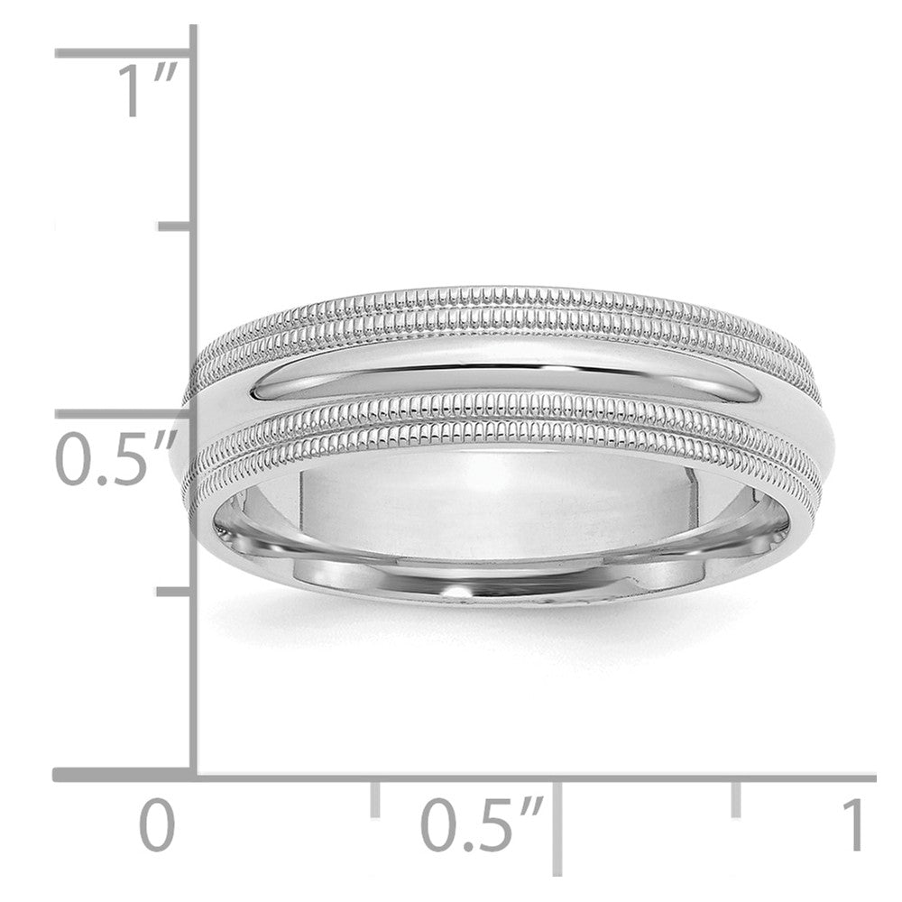 Sterlingsilber Rhodium 6mm Komfort-Passform Doppelt Milgrain Größe 4 Ring