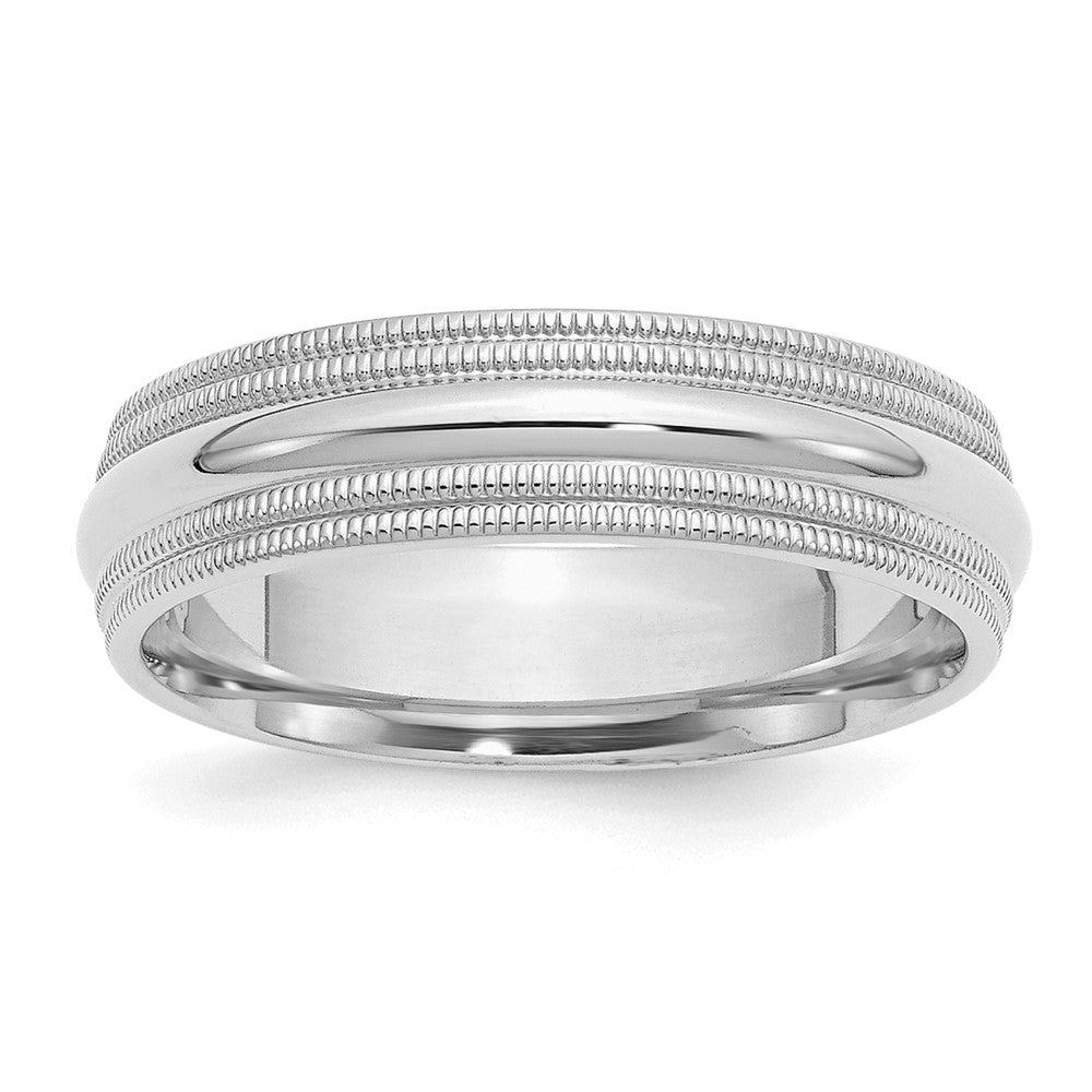 Sterlingsilber Rhodium 6mm Komfort-Passform Doppelt Milgrain Größe 4.5 Ring