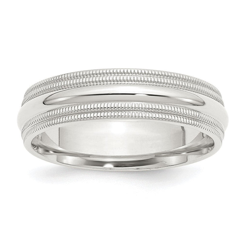 Sterlingsilber 6mm Komfort-Passform Doppelt Milgrain Größe 11 Ring