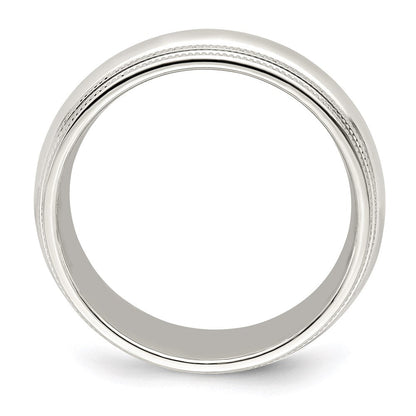 Sterlingsilber 7mm Komfort-Passform Doppelt Milgrain Größe 11.5 Ring