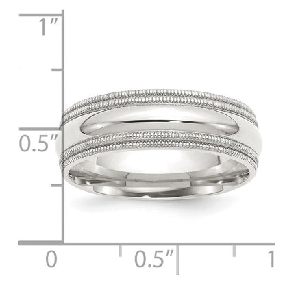 Sterlingsilber 7mm Komfort-Passform Doppelt Milgrain Größe 11.5 Ring