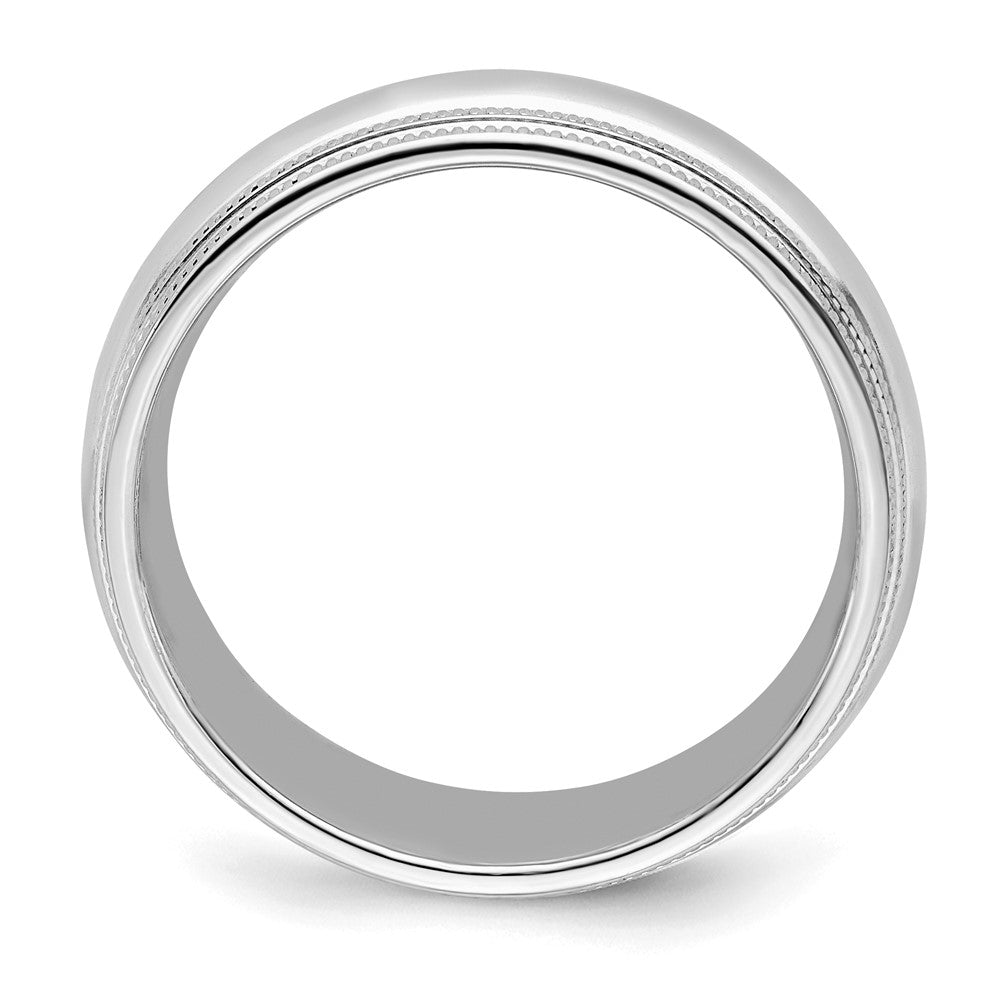 Sterlingsilber Rhodiniert 7mm Komfort-Passform Doppelt Milgrain Ring