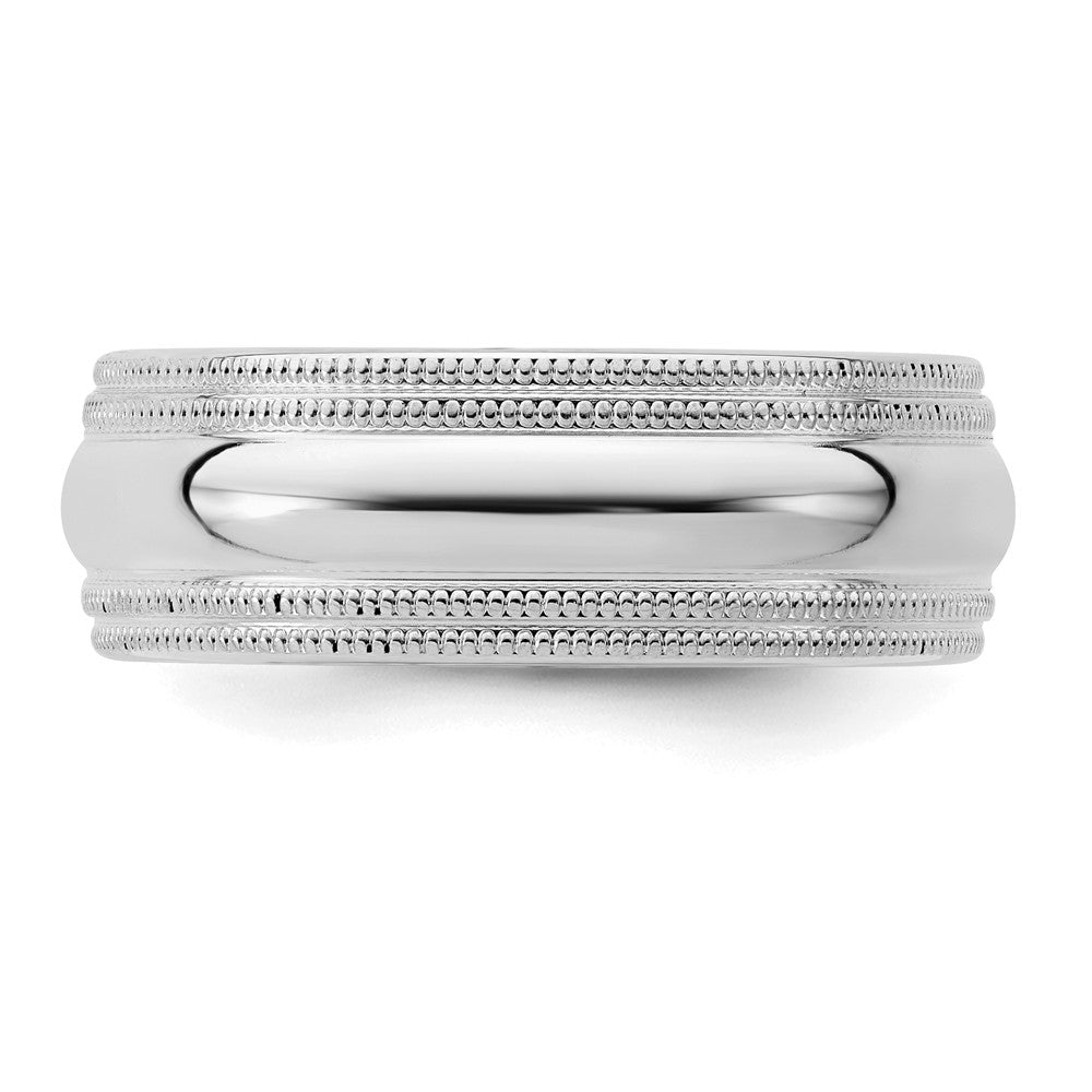 Sterlingsilber Rhodiniert 7mm Komfort-Passform Doppelt Milgrain Ring