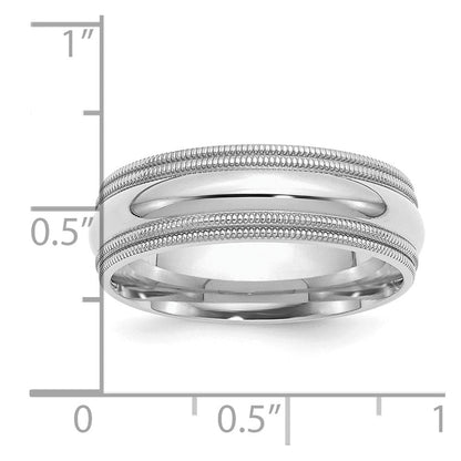 Sterlingsilber Rhodiniert 7mm Komfort-Passform Doppelt Milgrain Ring