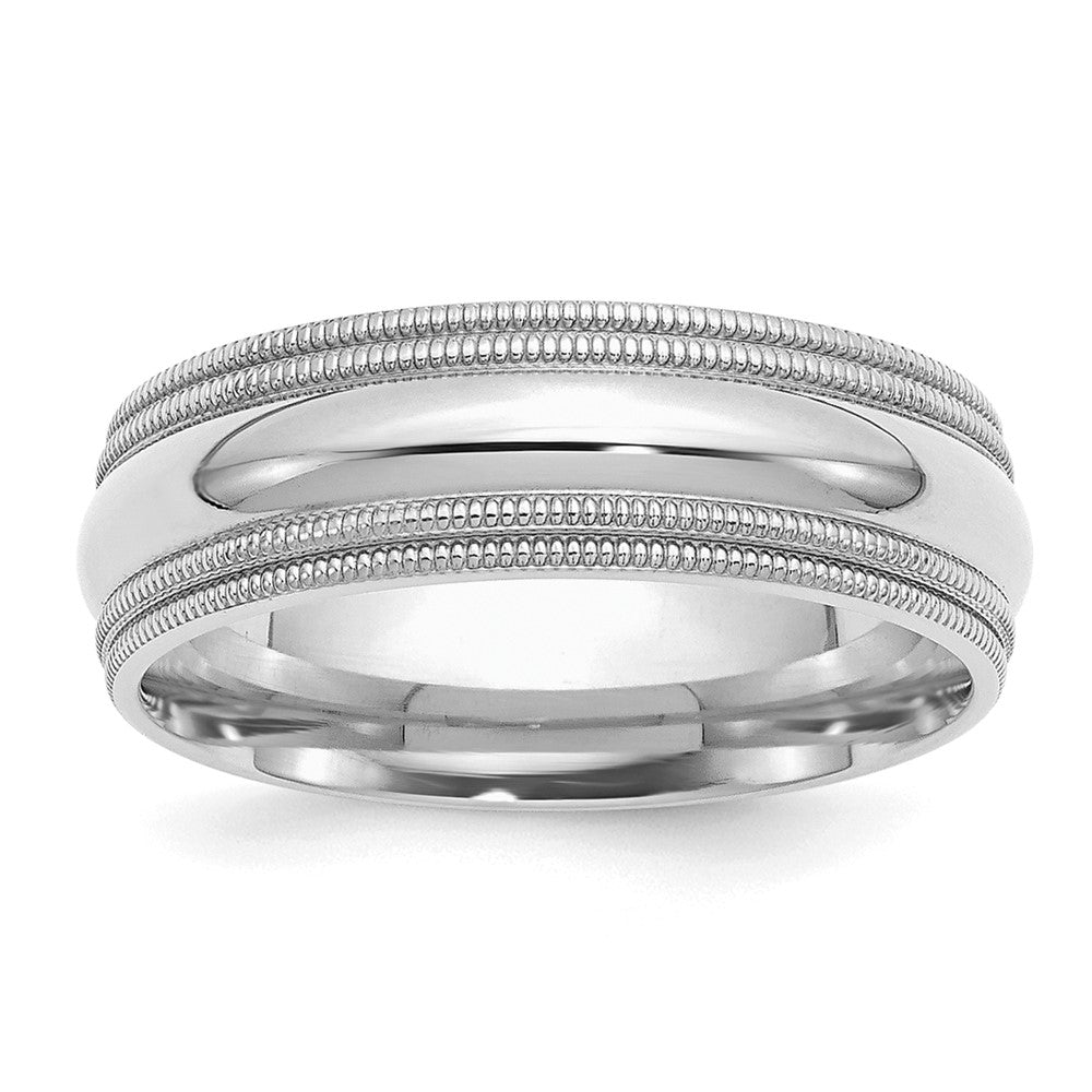 Sterlingsilber Rhodiniert 7mm Komfort-Passform Doppelt Milgrain Ring