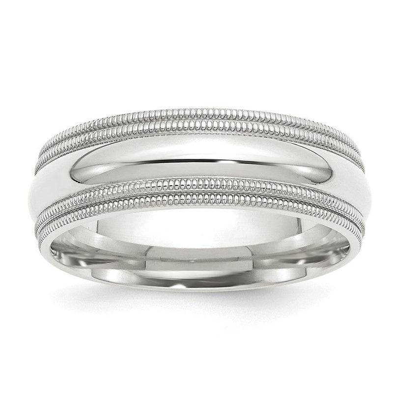 Sterlingsilber 7mm Komfort-Passform Doppelt Milgrain Größe 12 Ring
