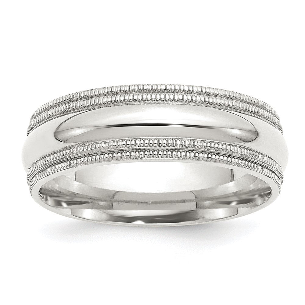 Sterlingsilber 7mm Komfort-Passform Doppelt Milgrain Größe 11.5 Ring