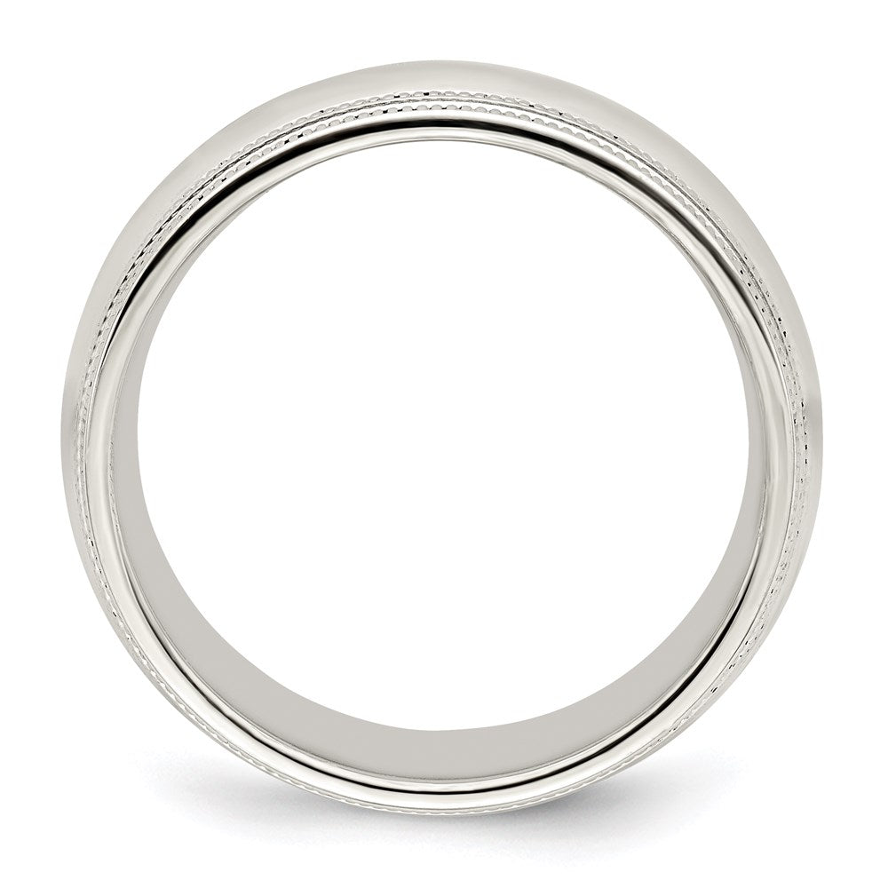 Sterlingsilber 8mm Komfort-Passform Doppelt Milgrain Größe 6 Ring