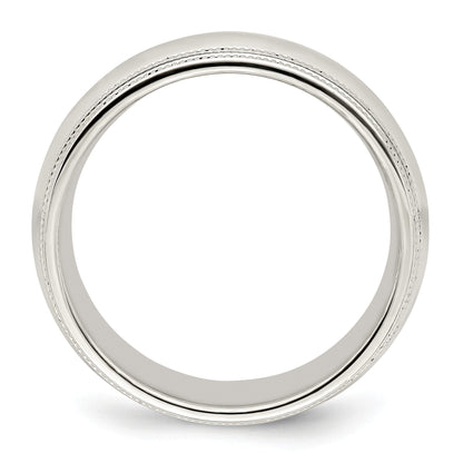 Sterlingsilber 8mm Komfort-Passform Doppelt Milgrain Größe 10.5 Ring