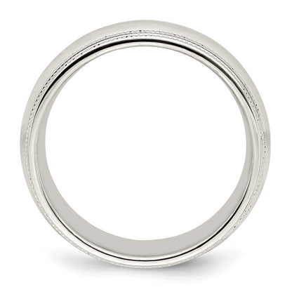 Sterlingsilber 8mm Komfort-Passform Doppelt Milgrain Größe 12 Ring