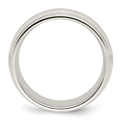 Sterlingsilber 8mm Komfort-Passform Doppelt Milgrain Größe 8 Ring