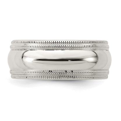 Sterlingsilber 8mm Komfort-Passform Doppelt Milgrain Größe 6 Ring