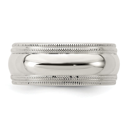 Sterlingsilber 8mm Komfort-Passform Doppelt Milgrain Größe 10.5 Ring