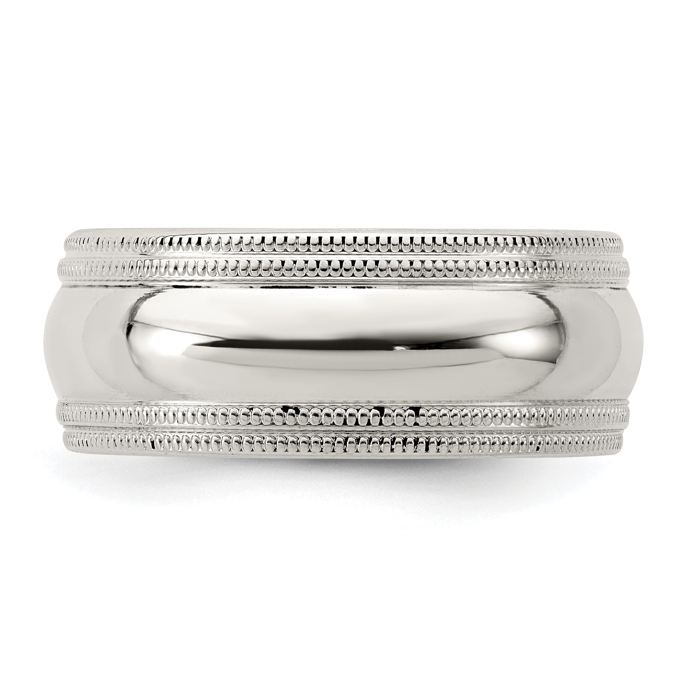 Sterlingsilber 8mm Komfort-Passform Doppelt Milgrain Größe 8 Ring