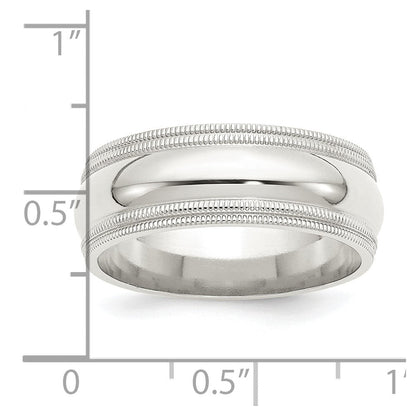 Sterlingsilber 8mm Komfort-Passform Doppelt Milgrain Größe 6 Ring