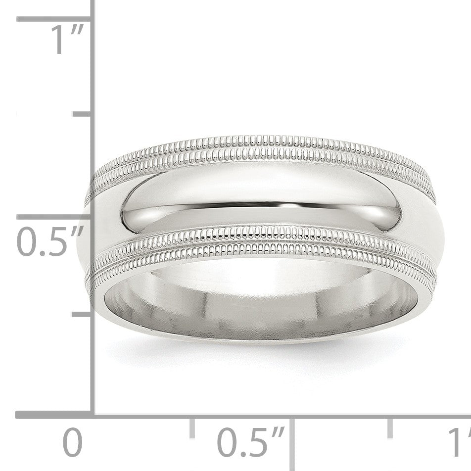 Sterlingsilber 8mm Komfort-Passform Doppelt Milgrain Größe 10.5 Ring