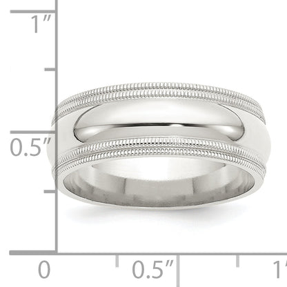 Sterlingsilber 8mm Komfort-Passform Doppelt Milgrain Größe 8 Ring