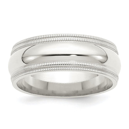 Sterlingsilber 8mm Komfort-Passform Doppelt Milgrain Größe 6 Ring