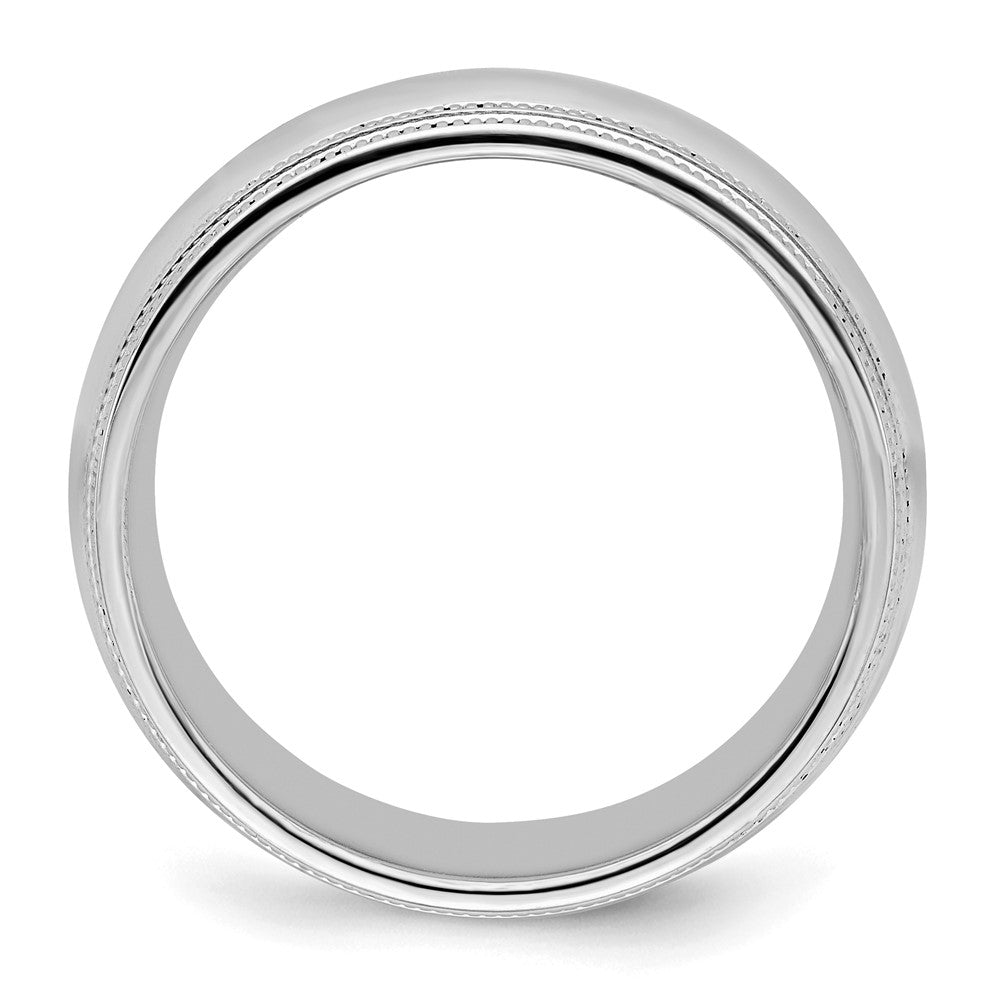 Sterlingsilber Rhodiniert 8mm Komfort-Passform Doppelt Milgrain Ring