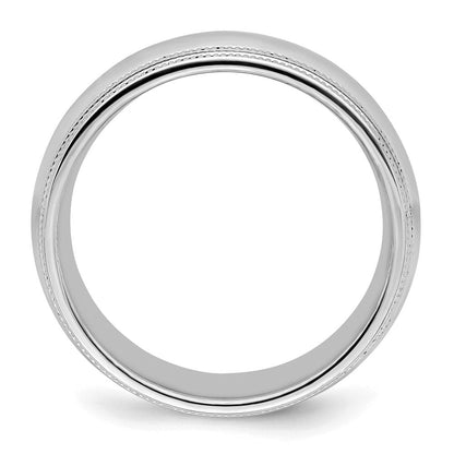 Sterlingsilber Rhodiniert 8mm Komfort-Passform Doppelt Milgrain Ring