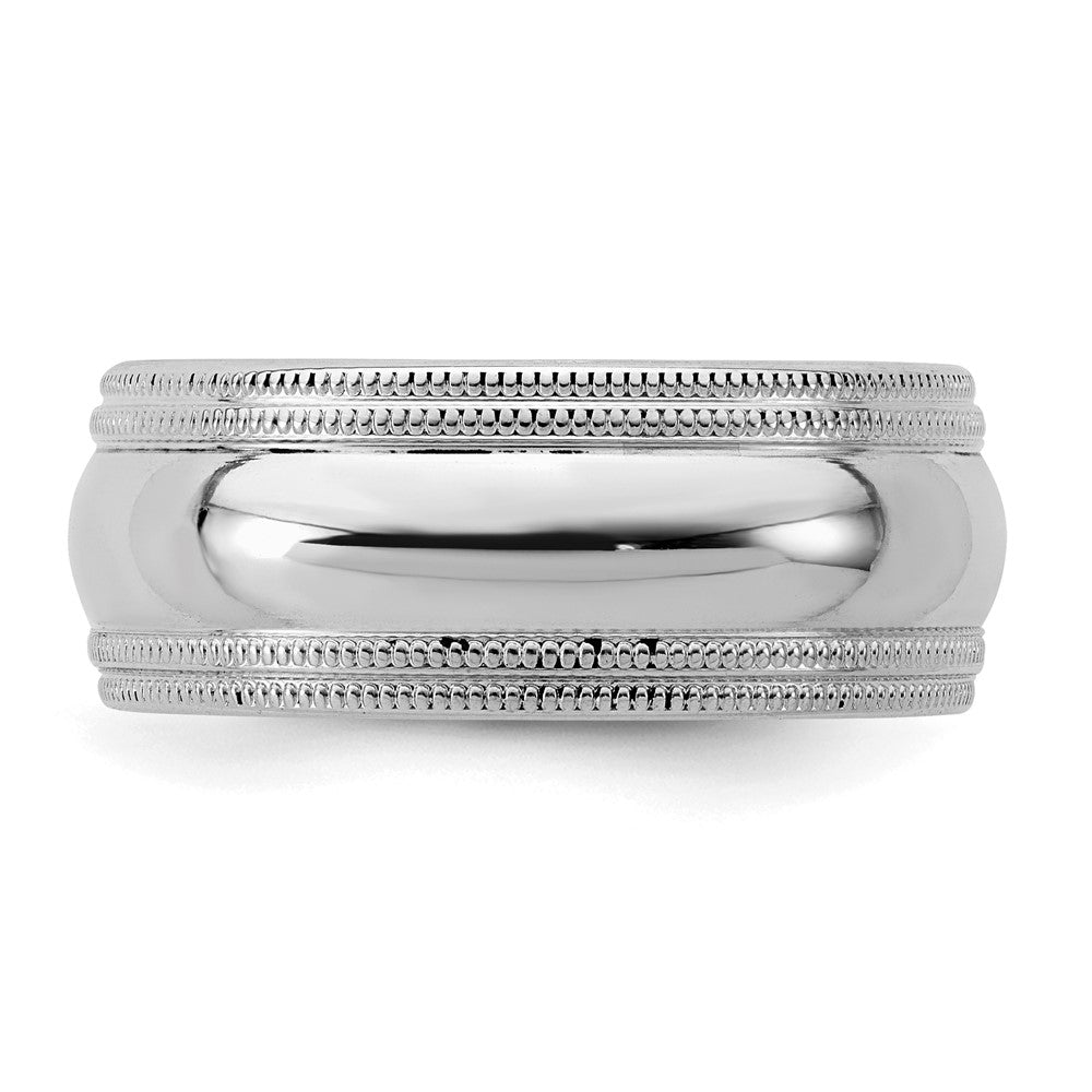Sterlingsilber Rhodiniert 8mm Komfort-Passform Doppelt Milgrain Ring