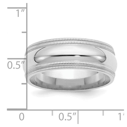 Sterlingsilber Rhodiniert 8mm Komfort-Passform Doppelt Milgrain Ring