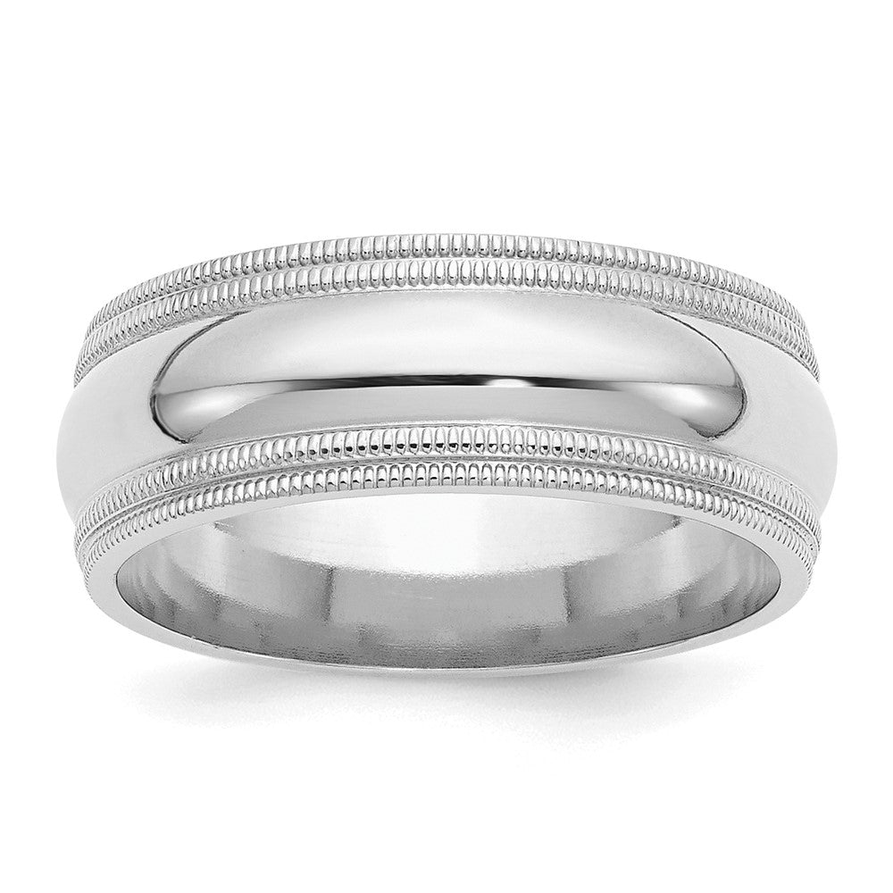Sterlingsilber Rhodiniert 8mm Komfort-Passform Doppelt Milgrain Ring