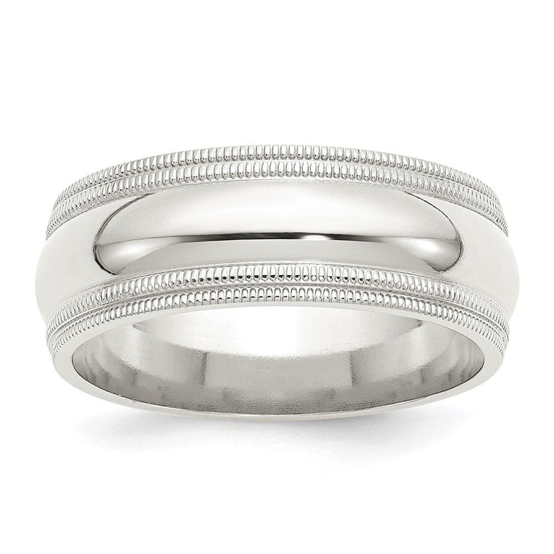 Sterlingsilber 8mm Komfort-Passform Doppelt Milgrain Größe 13 Ring