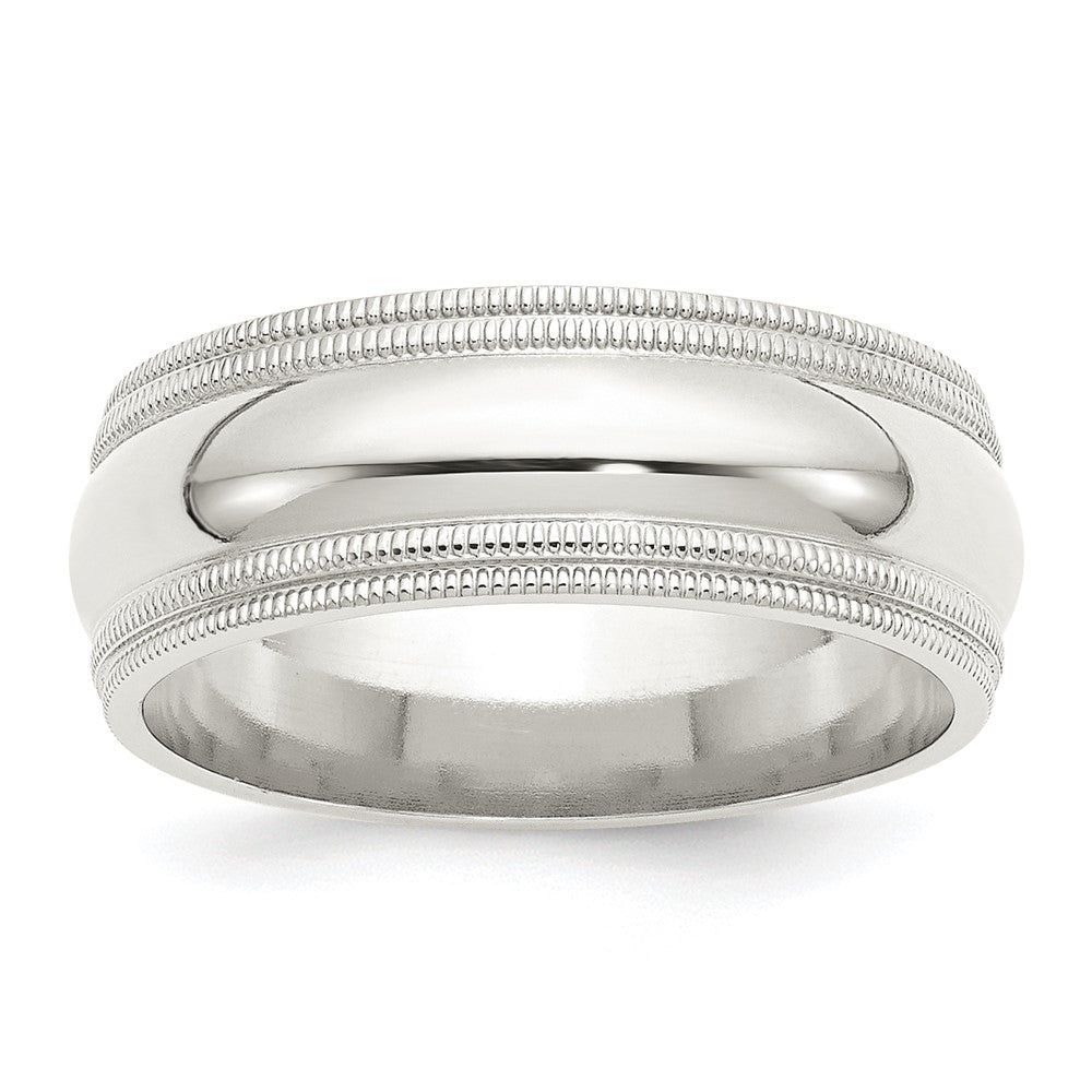 Sterlingsilber 8mm Komfort-Passform Doppelt Milgrain Größe 5.5 Ring