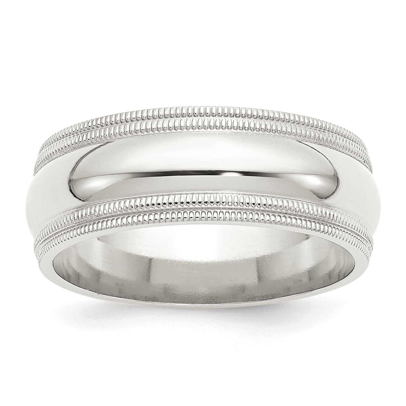 Sterlingsilber 8mm Komfort-Passform Doppelt Milgrain Größe 10.5 Ring